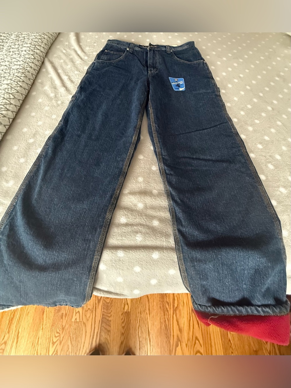 Men’s Red Fleece Lined Blue Jeans